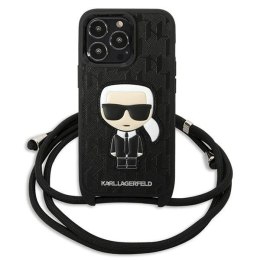Etui Karl Lagerfeld Leather Monogram Patch and Cord Iconik na iPhone 13 Pro / 13 - czarne