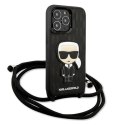 Etui Karl Lagerfeld Leather Monogram Patch and Cord Iconik na iPhone 13 Pro / 13 - czarne