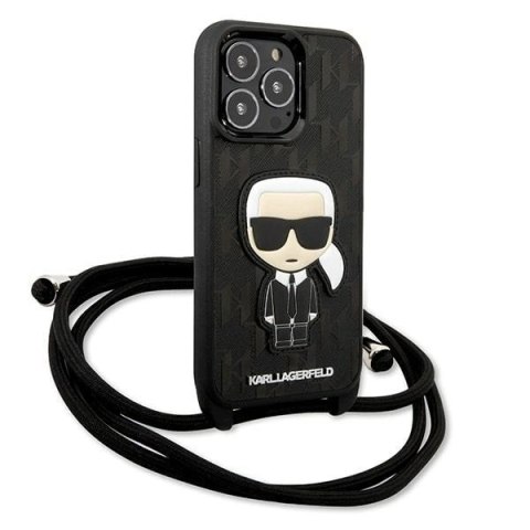 Etui Karl Lagerfeld Leather Monogram Patch and Cord Iconik na iPhone 13 Pro / 13 - czarne