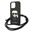 Etui Karl Lagerfeld Leather Monogram Patch and Cord Iconik na iPhone 13 Pro / 13 - czarne