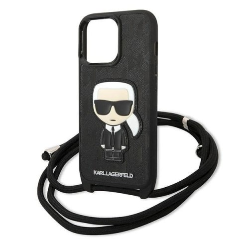 Etui Karl Lagerfeld Leather Monogram Patch and Cord Iconik na iPhone 13 Pro / 13 - czarne