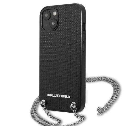Etui Karl Lagerfeld Leather Textured and Chain na iPhone 13 / 14 / 15 6,1" - czarne