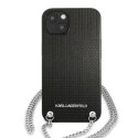 Etui Karl Lagerfeld Leather Textured and Chain na iPhone 13 / 14 / 15 6,1" - czarne