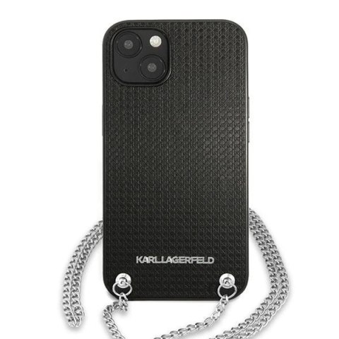 Etui Karl Lagerfeld Leather Textured and Chain na iPhone 13 / 14 / 15 6,1" - czarne