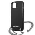 Etui Karl Lagerfeld Leather Textured and Chain na iPhone 13 / 14 / 15 6,1" - czarne