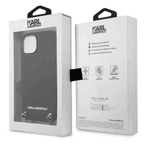 Etui Karl Lagerfeld Leather Textured and Chain na iPhone 13 / 14 / 15 6,1" - czarne