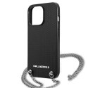 Etui Karl Lagerfeld Leather Textured and Chain na iPhone 13 Pro Max 6,7" - czarne