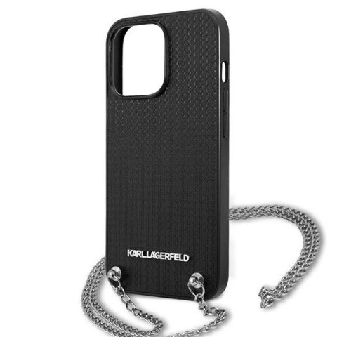 Etui Karl Lagerfeld Leather Textured and Chain na iPhone 13 Pro Max 6,7" - czarne