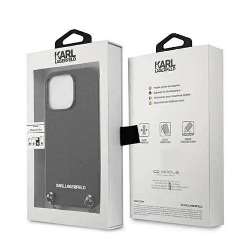 Etui Karl Lagerfeld Leather Textured and Chain na iPhone 13 Pro Max 6,7" - czarne