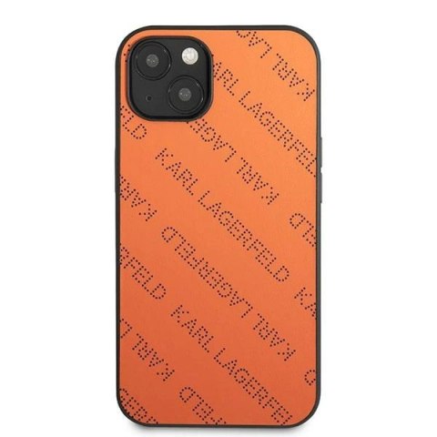 Etui Karl Lagerfeld Perforated Allover na iPhone 13 / 14 / 15 6,1" - pomarańczowe