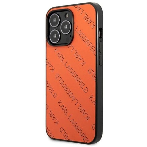 Etui Karl Lagerfeld Perforated Allover na iPhone 13 Pro Max 6,7" - pomarańczowe
