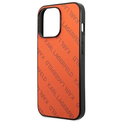 Etui Karl Lagerfeld Perforated Allover na iPhone 13 Pro Max 6,7" - pomarańczowe