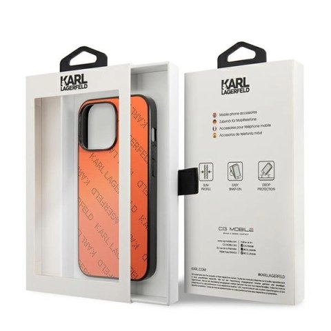 Etui Karl Lagerfeld Perforated Allover na iPhone 13 Pro Max 6,7" - pomarańczowe