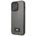 Etui Karl Lagerfeld Saffiano Plaque na iPhone 13 Pro Max 6,7" - srebrne
