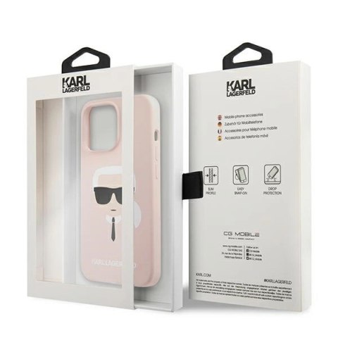 Etui Karl Lagerfeld Silicone Karl`s Head na iPhone 13 Pro / 13 6,1" - jasnoróżowe