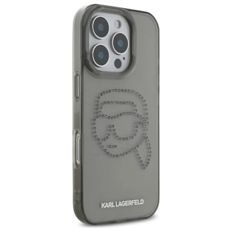 Etui Karl Lagerfeld IML Rhinestones Karl Head na iPhone 16 Pro Max 6.9" - czarne
