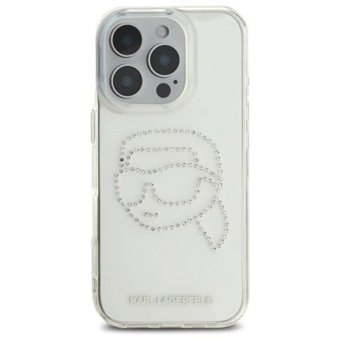 Etui Karl Lagerfeld IML Rhinestones Karl Head na iPhone 16 Pro Max 6.9" - przezroczyste