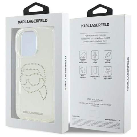 Etui Karl Lagerfeld IML Rhinestones Karl Head na iPhone 16 Pro Max 6.9" - przezroczyste