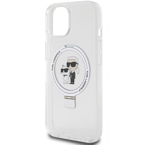 Etui Karl Lagerfeld Ring Stand Karl&Choupettte MagSafe na iPhone 15 / 14 / 13 6.1" - białe
