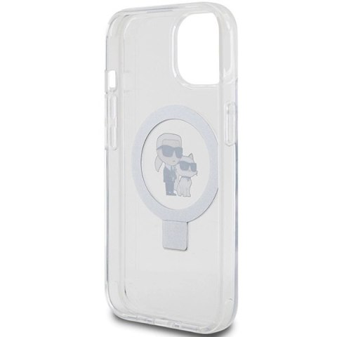 Etui Karl Lagerfeld Ring Stand Karl&Choupettte MagSafe na iPhone 15 / 14 / 13 6.1" - białe