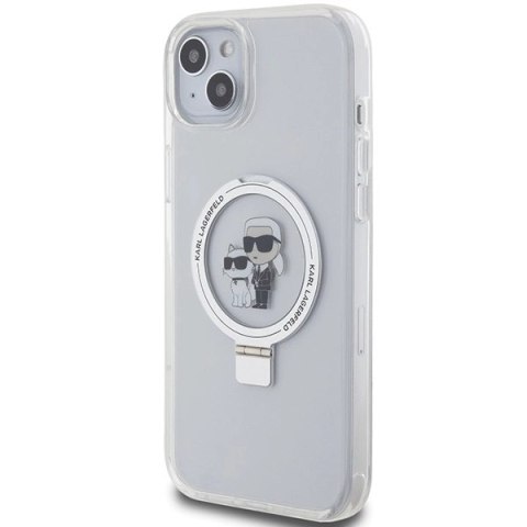 Etui Karl Lagerfeld Ring Stand Karl&Choupettte MagSafe na iPhone 15 Plus / 14 Plus 6.7" - białe