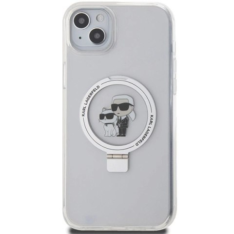 Etui Karl Lagerfeld Ring Stand Karl&Choupettte MagSafe na iPhone 15 Plus / 14 Plus 6.7" - białe