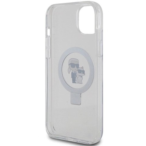 Etui Karl Lagerfeld Ring Stand Karl&Choupettte MagSafe na iPhone 15 Plus / 14 Plus 6.7" - białe