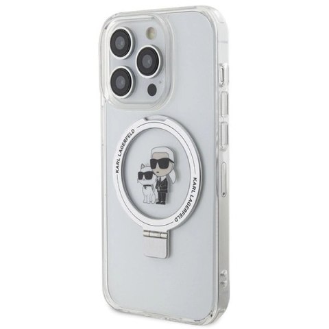 Etui Karl Lagerfeld Ring Stand Karl&Choupettte MagSafe na iPhone 15 Pro 6.1" - białe