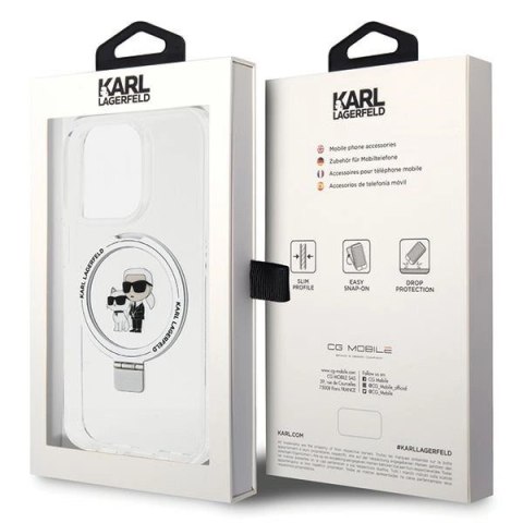Etui Karl Lagerfeld Ring Stand Karl&Choupettte MagSafe na iPhone 15 Pro 6.1" - białe