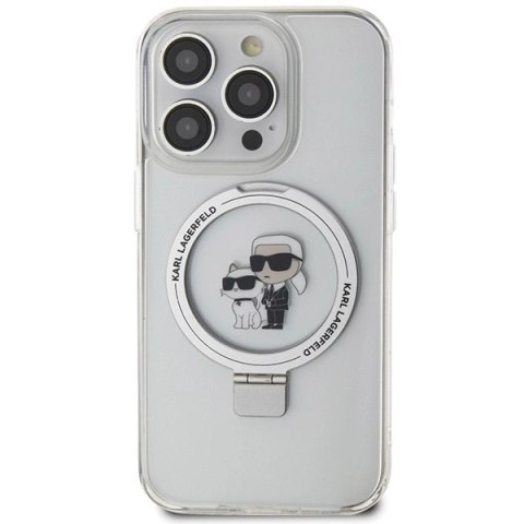 Etui Karl Lagerfeld Ring Stand Karl&Choupettte MagSafe na iPhone 15 Pro Max 6.7" - białe