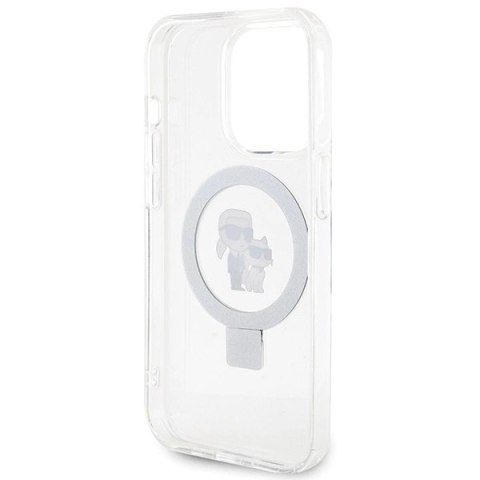 Etui Karl Lagerfeld Ring Stand Karl&Choupettte MagSafe na iPhone 15 Pro Max 6.7" - białe