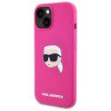Etui Karl Lagerfeld Silicone Karl Head Print MagSafe na iPhone 15 6.1" - fuksja