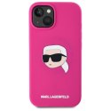 Etui Karl Lagerfeld Silicone Karl Head Print MagSafe na iPhone 15 6.1" - fuksja
