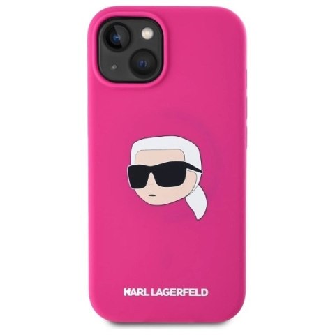 Etui Karl Lagerfeld Silicone Karl Head Print MagSafe na iPhone 15 6.1" - fuksja