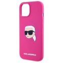 Etui Karl Lagerfeld Silicone Karl Head Print MagSafe na iPhone 15 6.1" - fuksja