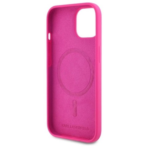 Etui Karl Lagerfeld Silicone Karl Head Print MagSafe na iPhone 15 6.1" - fuksja