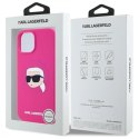 Etui Karl Lagerfeld Silicone Karl Head Print MagSafe na iPhone 15 6.1" - fuksja