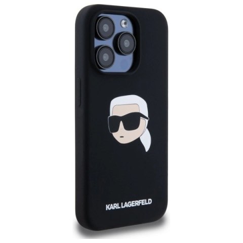 Etui Karl Lagerfeld Silicone Karl Head Print MagSafe na iPhone 15 Pro 6.1" - czarne