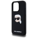 Etui Karl Lagerfeld Silicone Karl Head Print MagSafe na iPhone 15 Pro 6.1" - czarne