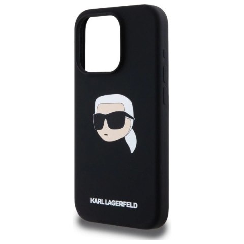 Etui Karl Lagerfeld Silicone Karl Head Print MagSafe na iPhone 15 Pro 6.1" - czarne