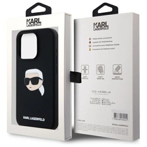 Etui Karl Lagerfeld Silicone Karl Head Print MagSafe na iPhone 15 Pro 6.1" - czarne
