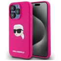 Etui Karl Lagerfeld Silicone Karl Head Print MagSafe na iPhone 15 Pro 6.1" - fuksja