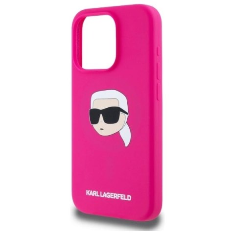 Etui Karl Lagerfeld Silicone Karl Head Print MagSafe na iPhone 15 Pro 6.1" - fuksja