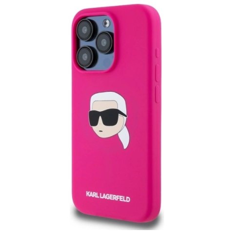 Etui Karl Lagerfeld Silicone Karl Head Print MagSafe na iPhone 15 Pro Max 6.7" - fuksja