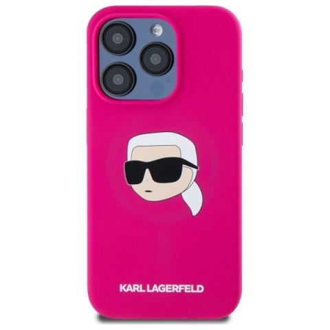Etui Karl Lagerfeld Silicone Karl Head Print MagSafe na iPhone 15 Pro Max 6.7" - fuksja