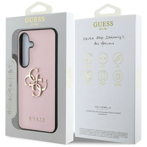 Etui Guess Grained Big 4G Logo Small Classic Logo do Samsung Galaxy S25 Plus różowy
