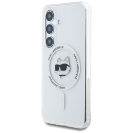 Etui Karl Lagerfeld Button Choupette Head Printed Logo MagSafe Samsung Galaxy S25 Plus biały