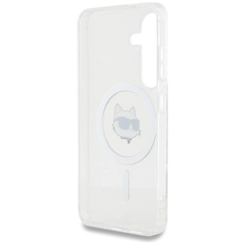 Etui Karl Lagerfeld Button Choupette Head Printed Logo MagSafe Samsung Galaxy S25 Plus biały