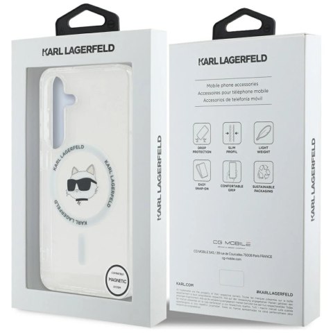 Etui Karl Lagerfeld Button Choupette Head Printed Logo MagSafe Samsung Galaxy S25 Plus biały