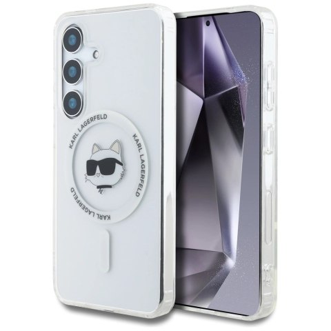 Etui Karl Lagerfeld Button Choupette Head Printed Logo MagSafe Samsung Galaxy S25 biały